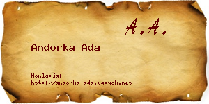 Andorka Ada névjegykártya